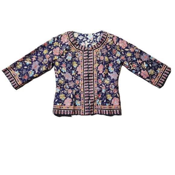 Singapore Asian Flight Attendant Floral Blouse Small - Picture 2 of 16